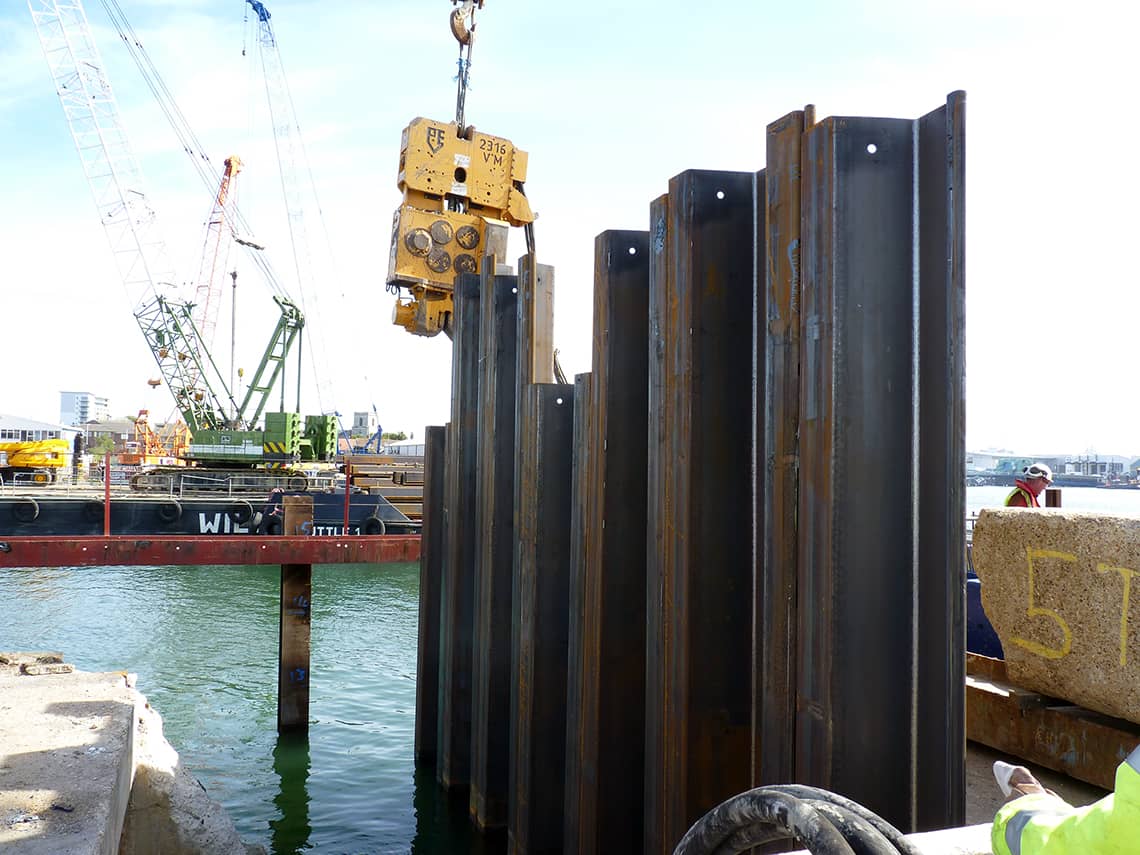 Steel sheet piling for flood alleviation and earth retention